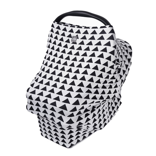 Breathable Nursing Cover | Travel Essential Shopping Cart Cover | Multi-Use Breastfeeding Cover | Functional High Chair Cover | Infinity Scarf | Black and White Triangle Print - EliteBaby