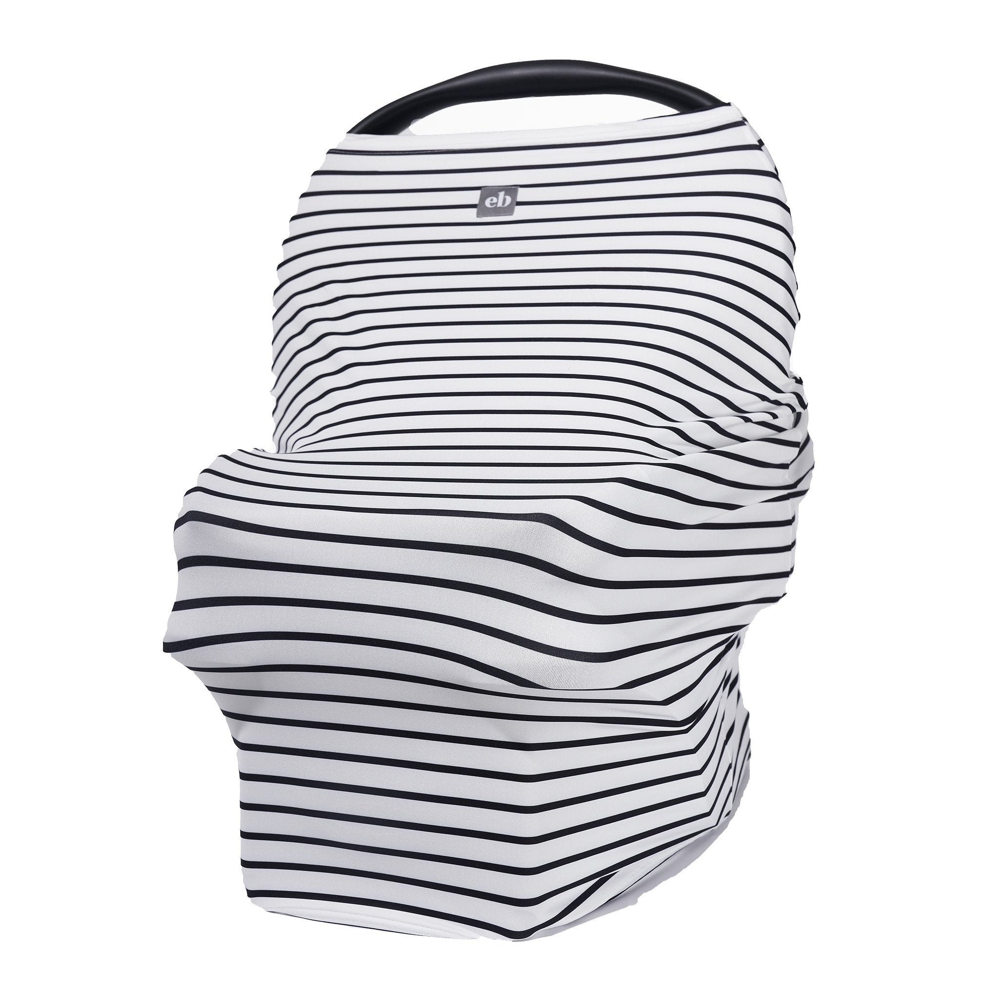 Breathable Nursing Cover | Travel Essential Shopping Cart Cover | Multi-Use Breastfeeding Cover | Functional High Chair Cover | Infinity Scarf | Black and White Pinstripe - EliteBaby