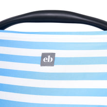 Load image into Gallery viewer, Breathable Nursing Cover | Travel Essential Shopping Cart Cover | Multi-Use Breastfeeding Cover | Functional High Chair Cover | Infinity Scarf | Blue and White Striped - EliteBaby
