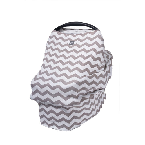 Breathable Nursing Cover | Travel Essential Shopping Cart Cover | Multi-Use Breastfeeding Cover | Functional High Chair Cover | Infinity Scarf | Grey and White Chevron - EliteBaby
