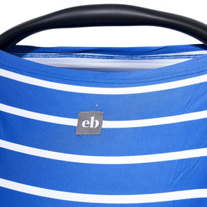 Breathable Nursing Cover | Travel Essential Shopping Cart Cover | Multi-Use Breastfeeding Cover | Functional High Chair Cover | Infinity Scarf | Royal Blue and White Pinstripe - EliteBaby