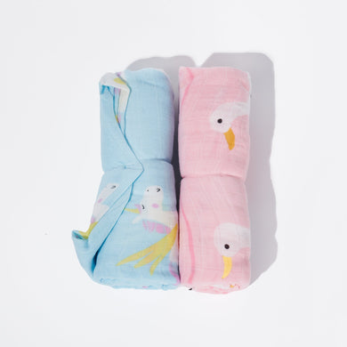 2-Pack Baby Swaddle | Swaddle Blanket | Sleep Sack | Burp Cloth | Newborn Swaddles | Muslin Swaddle Blanket | Unicorn and Swan - EliteBaby