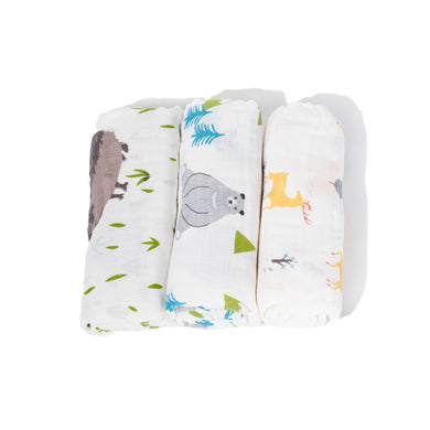 3-Pack Baby Swaddle | Swaddle Blanket | Sleep Sack | Burp Cloth | Newborn Swaddles | Muslin Swaddle Blanket | Deer, Hedgehog, Bear - EliteBaby
