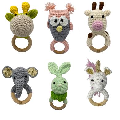 Crochet Baby Rattler | Baby Teether Set – Animal Kingdom - 6 Pack - EliteBaby