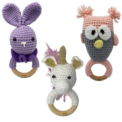 Crochet Baby Rattler | Baby Teether Set – Cuddly Friends - 3 Pack - EliteBaby