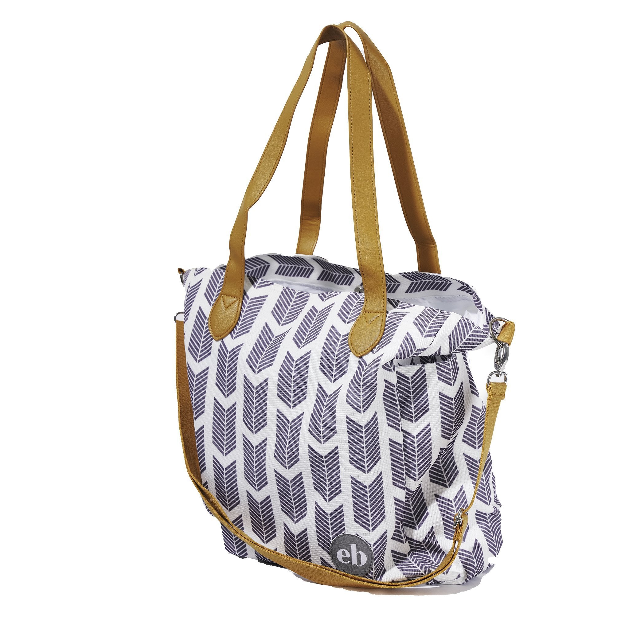 Grey Canvas Tote | Diaper Bag Satchel | Baby Diaper Bag with Changing Pad, Shoulder Strap, & Crossbody Strap | Travel Tote Bag - EliteBaby